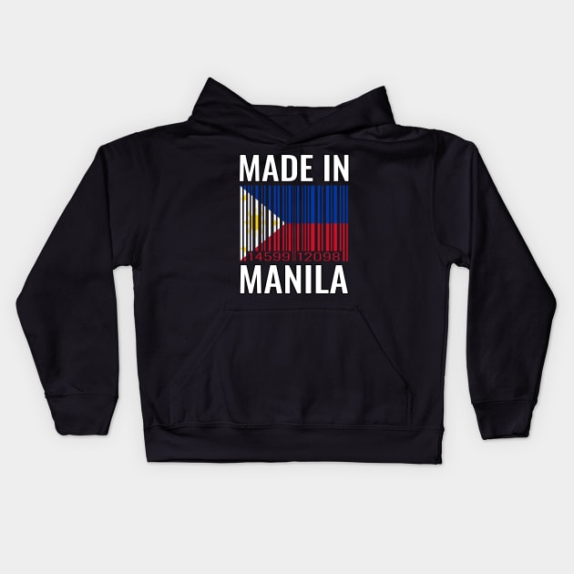 Made In Manila Barcode Flag of the Philippines Kids Hoodie by Light Beacon